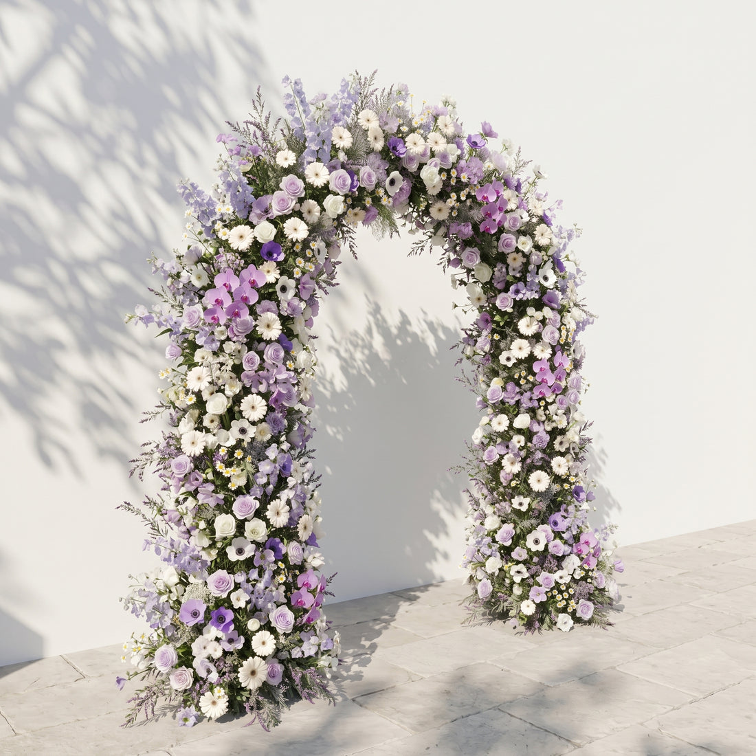 Lumvale flower arch: New Luxury Purple Floral Arch with Purple Roses and White Daisy Flower Arch for Weddings&amp;Events Decoration Incuding Frame