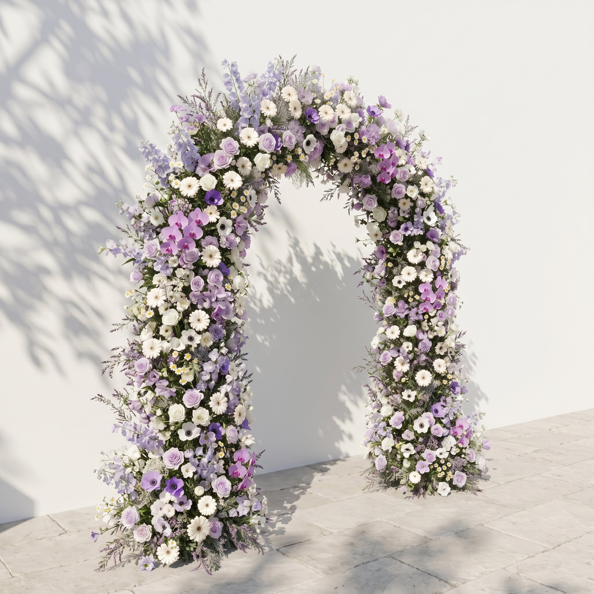 Lumvale flower arch: New Luxury Purple Floral Arch with Purple Roses and White Daisy Flower Arch for Weddings&amp;Events Decoration Incuding Frame
