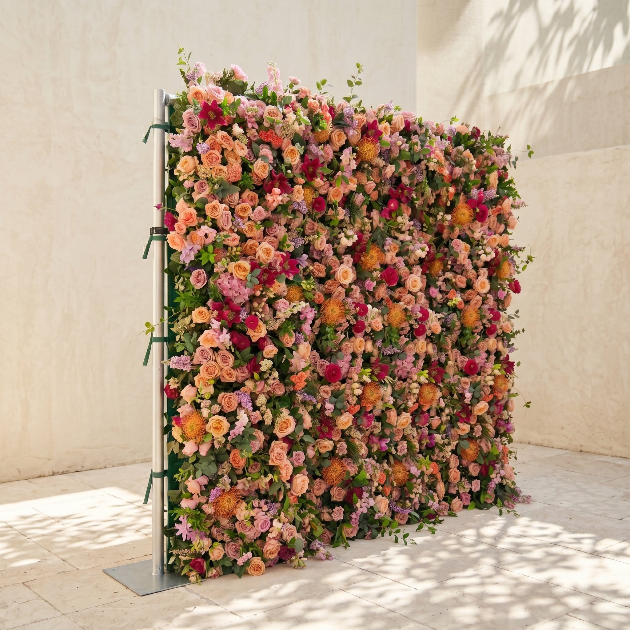 Lumvale:5D Boho Autumn Mixed Warm Tone Silk Rose Flower Wall Roll-Up Fabric Backdrop for Romantic Weddings &amp; Proposals