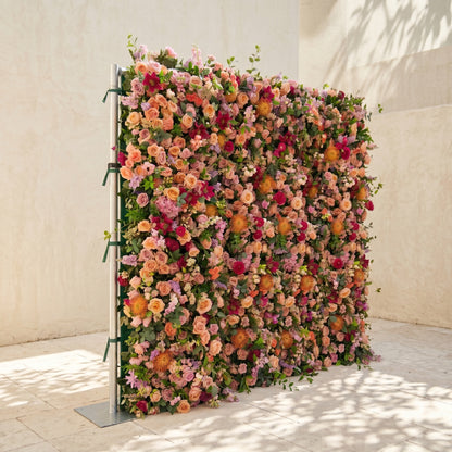 Lumvale:5D Boho Autumn Mixed Warm Tone Silk Rose Flower Wall Roll-Up Fabric Backdrop for Romantic Weddings &amp; Proposals