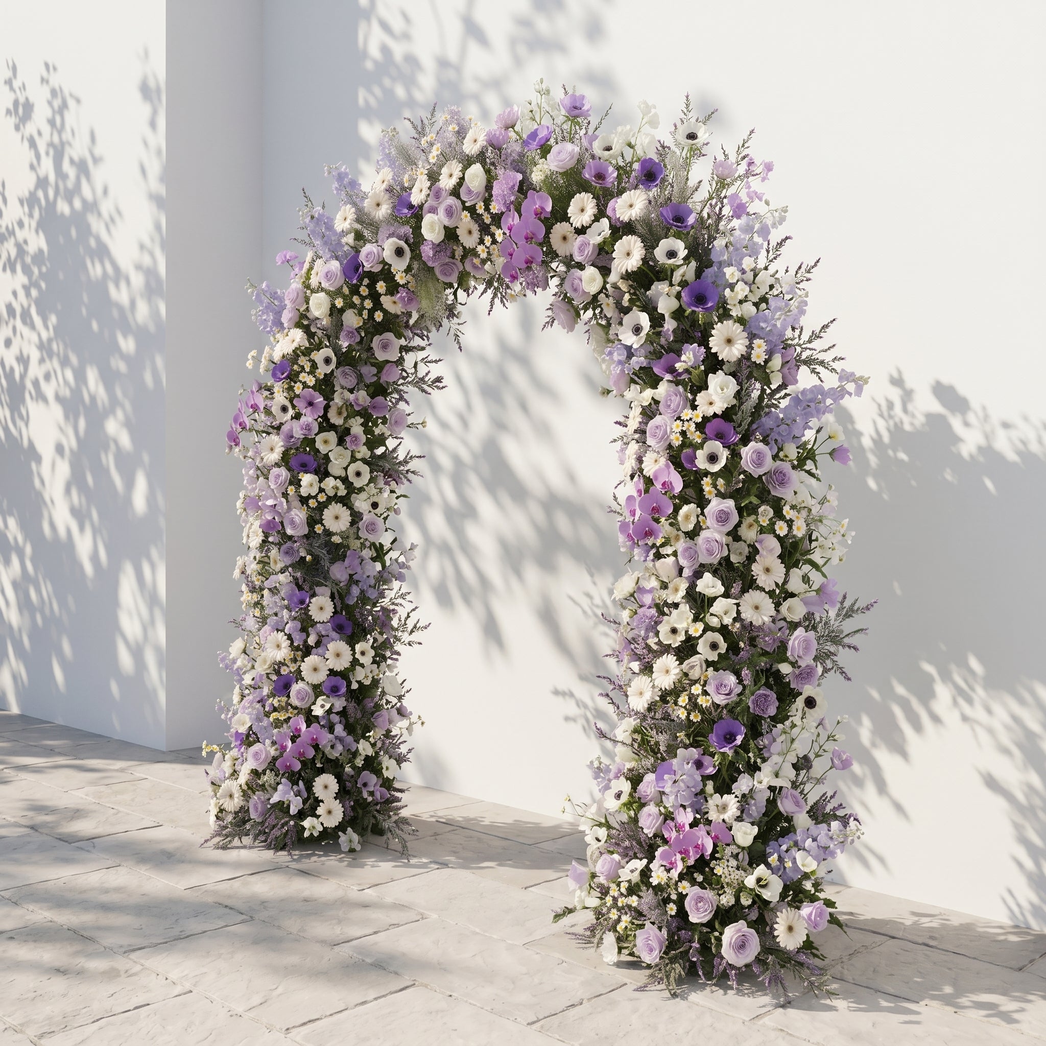 Lumvale flower arch: New Luxury Purple Floral Arch with Purple Roses and White Daisy Flower Arch for Weddings&amp;Events Decoration Incuding Frame