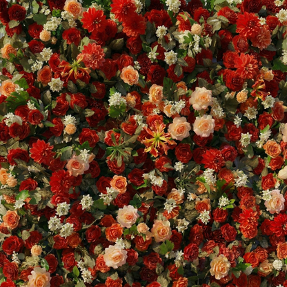 Luxira: 4D Crimson and Champagne Silk Rose Flower Wall Roll-Up Fabric Backdrop for Luxury Weddings &amp; Events Decoration