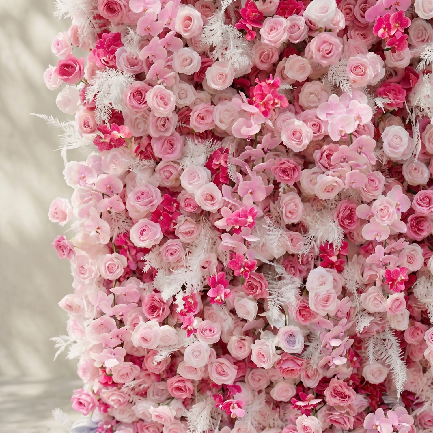 Lyrelloria:Luxury 5D Ombre Pink Silk Floral Wall Roll-Up Backdrop for Vibrant Romantic Weddings