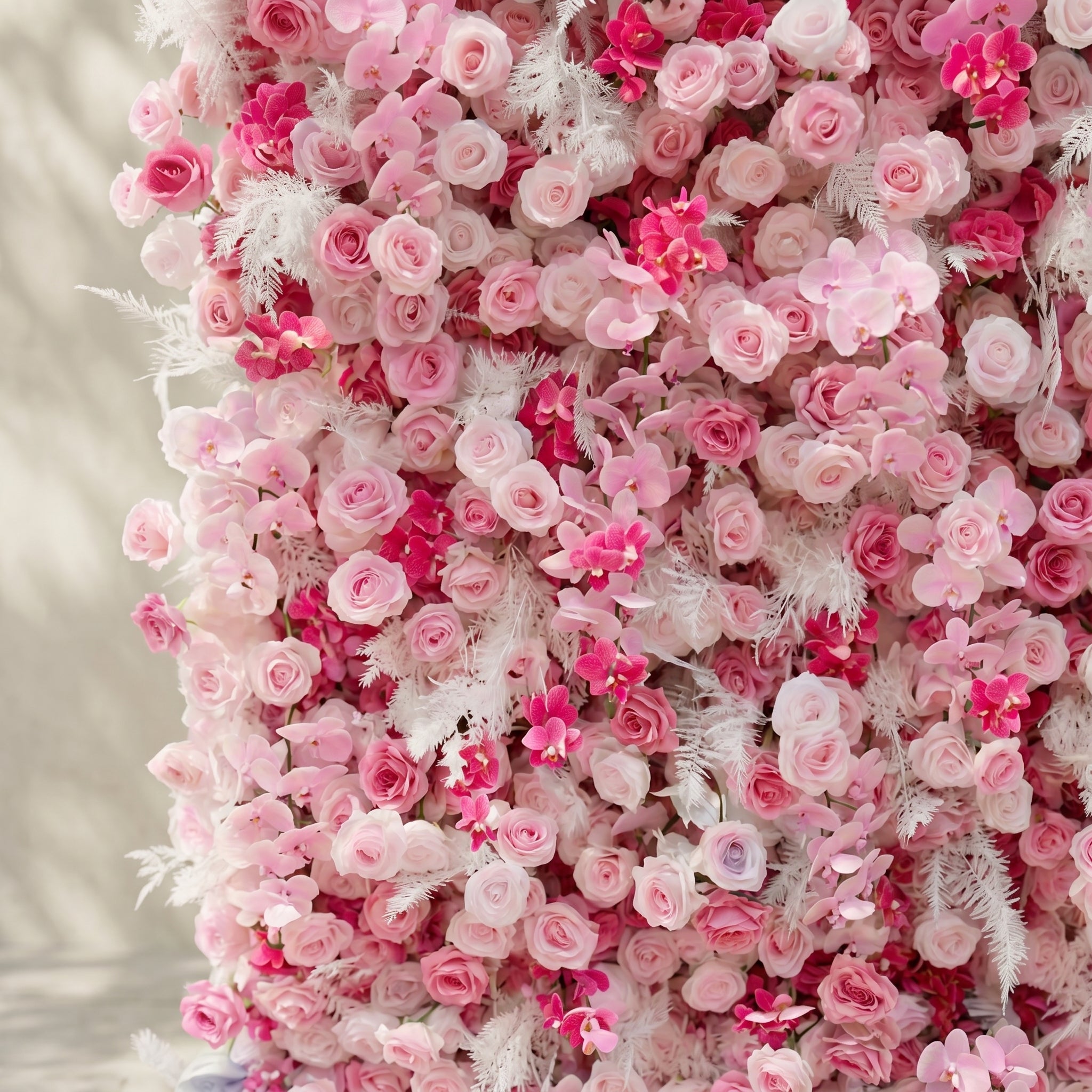 Lyrelloria:Luxury 5D Ombre Pink Silk Floral Wall Roll-Up Backdrop for Vibrant Romantic Weddings