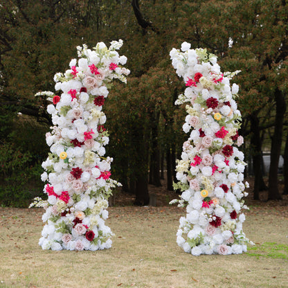 Lyrix: Luxury Burgundy &amp; Blush Silk Rose Ground Arch Arrangement for Dreamy Bridal Showers &amp; Vibrant Event Decor