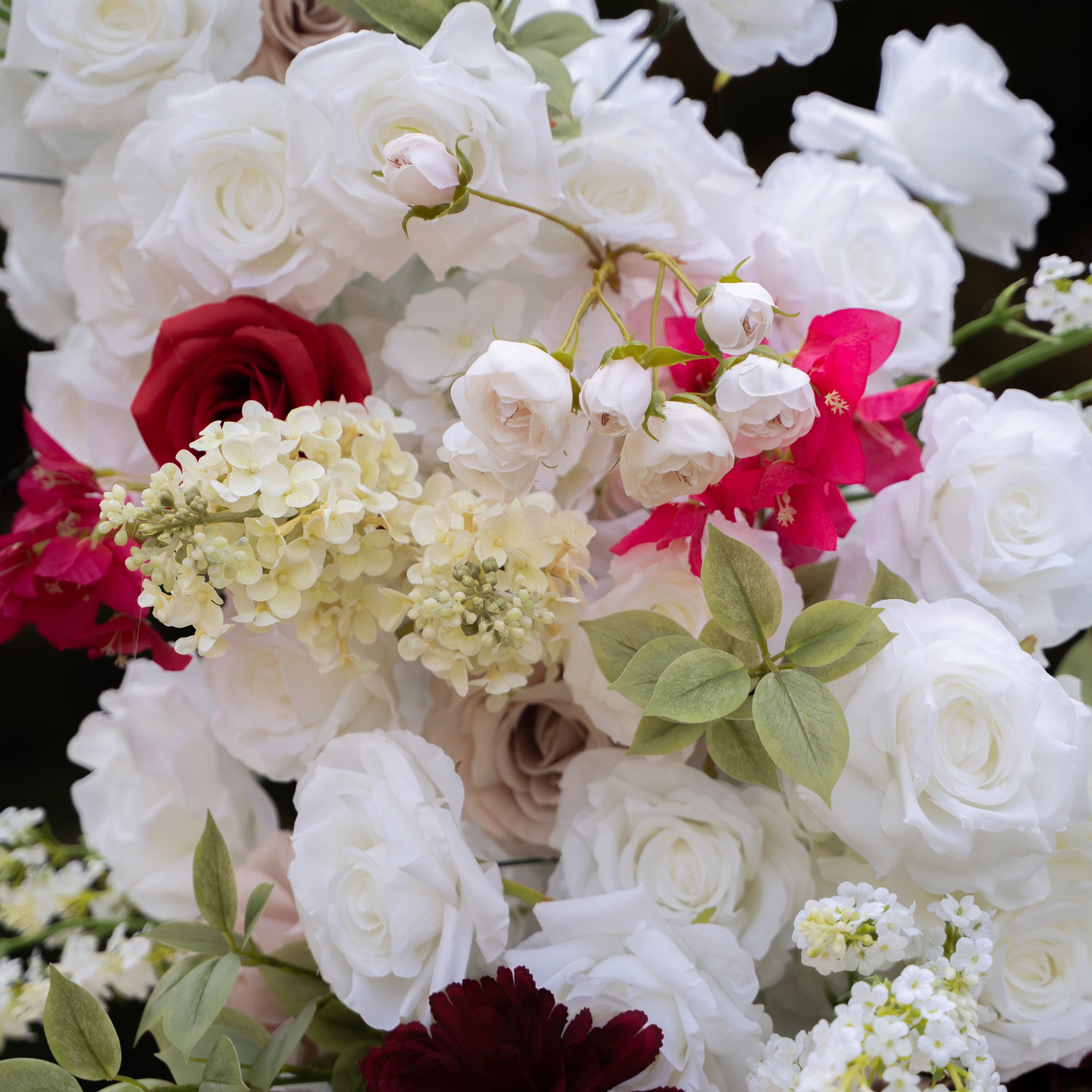 Lyrix: Luxury Burgundy &amp; Blush Silk Rose Ground Arch Arrangement for Dreamy Bridal Showers &amp; Vibrant Event Decor