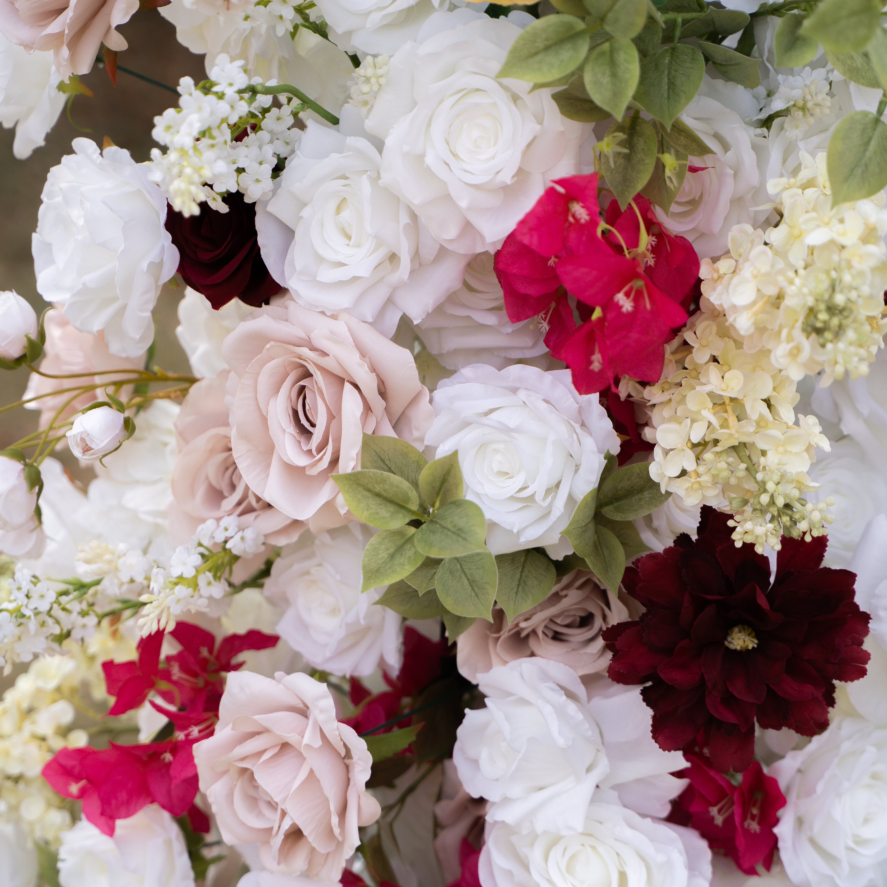 Lyrix: Luxury Burgundy &amp; Blush Silk Rose Ground Arch Arrangement for Dreamy Bridal Showers &amp; Vibrant Event Decor