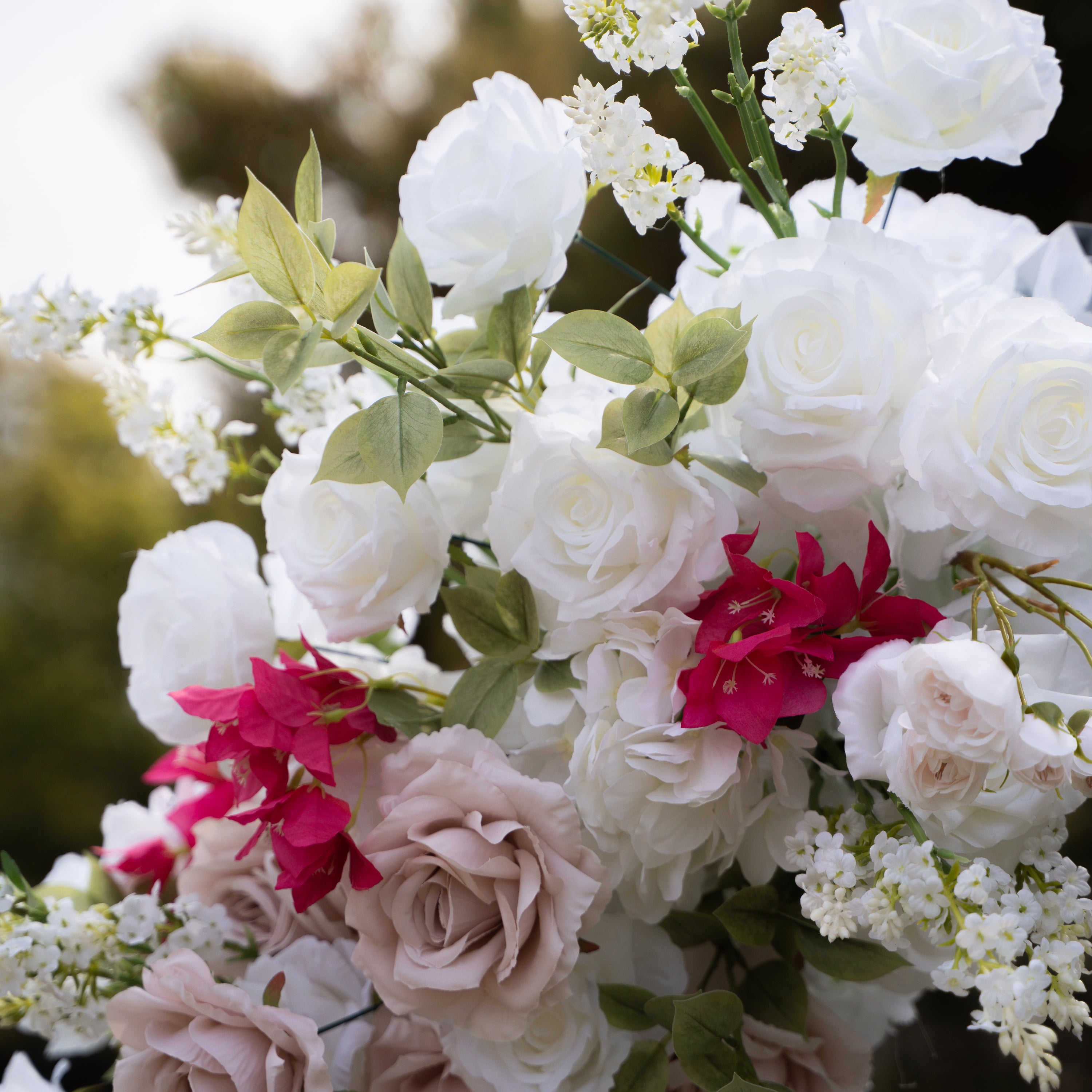Lyrix: Luxury Burgundy &amp; Blush Silk Rose Ground Arch Arrangement for Dreamy Bridal Showers &amp; Vibrant Event Decor