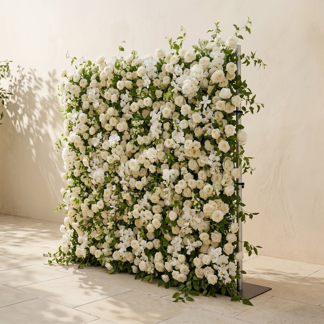 Maelette:Classic and Luxury 5D White Roses Flower Wall with Greenery for Weddings&amp;Event Decor maelette right