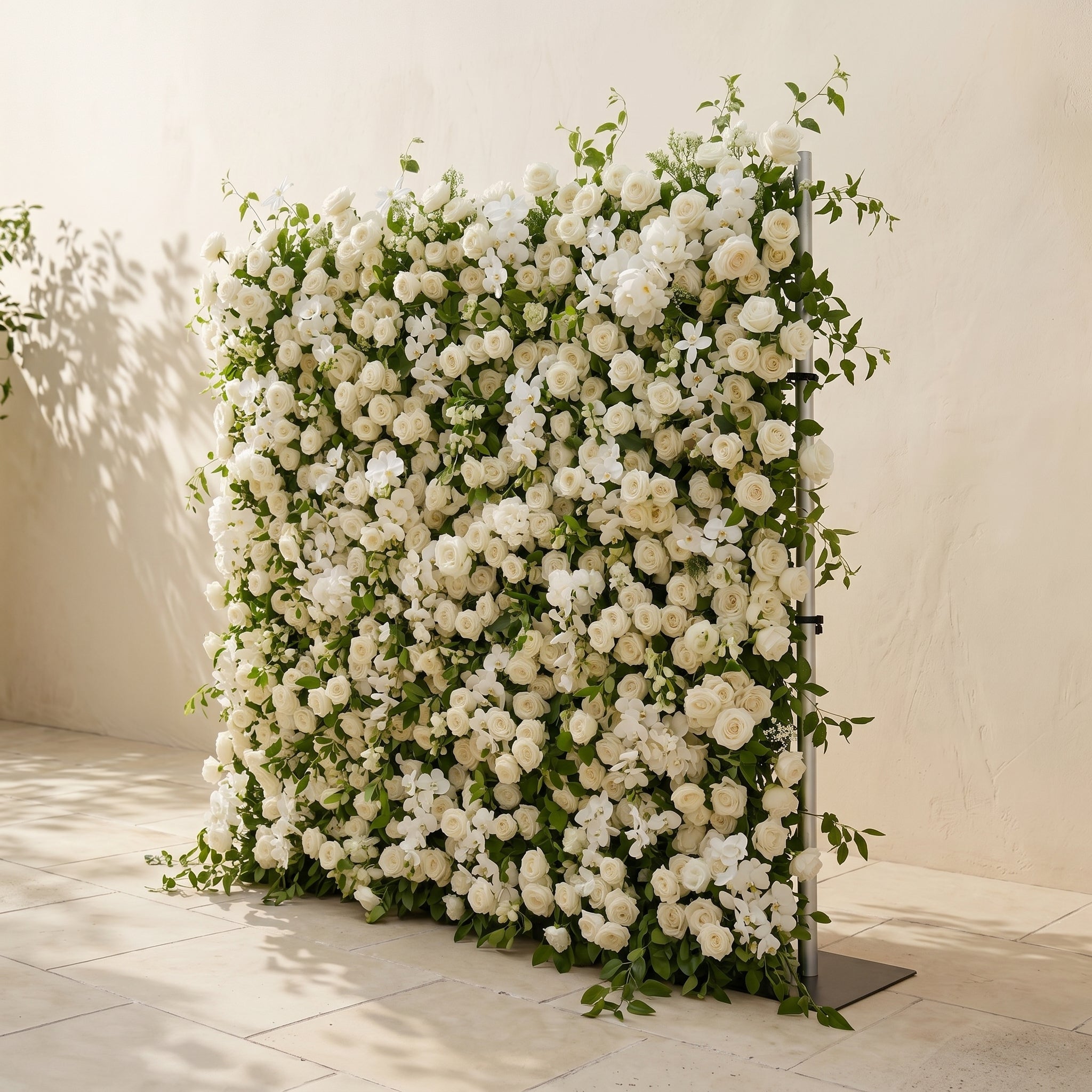 Maelette:Classic and Luxury 5D White Roses Flower Wall with Greenery for Weddings&amp;Event Decor maelette right