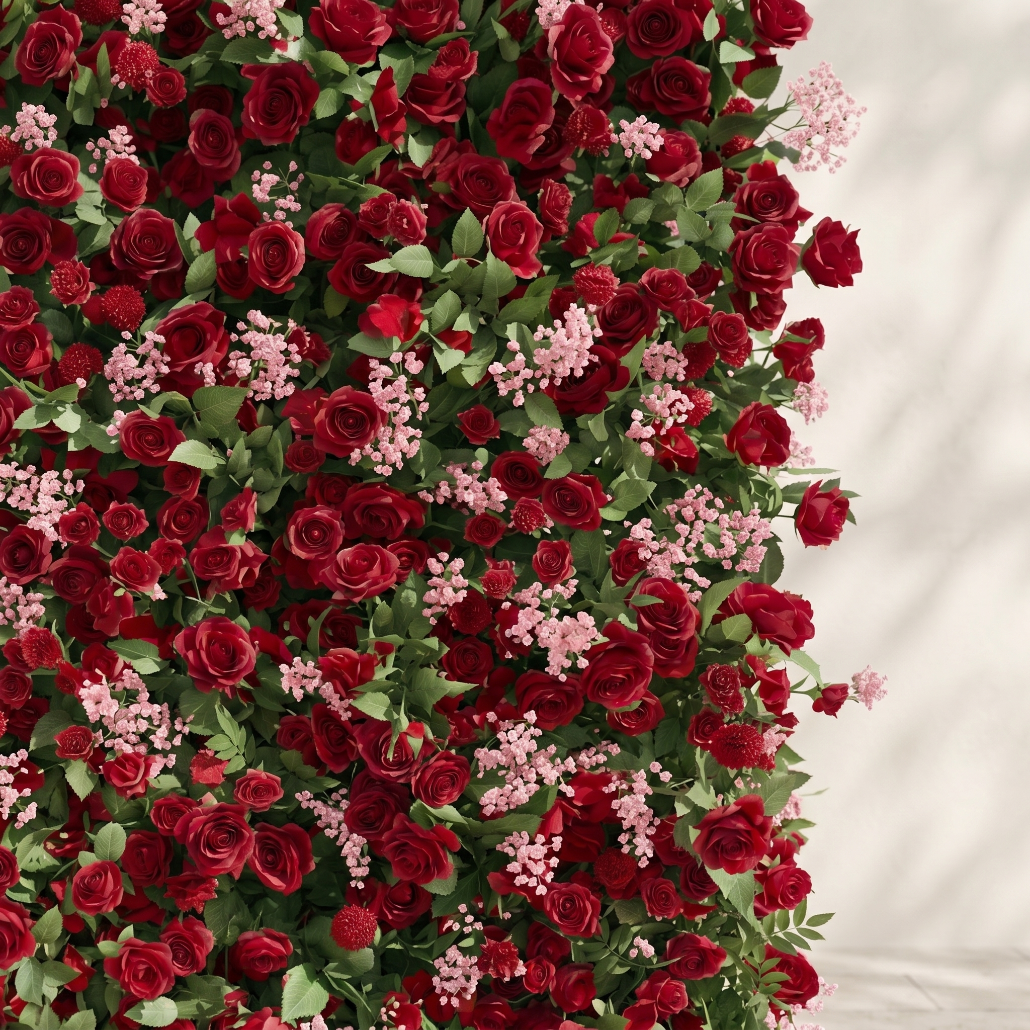 Maelmora: New Luxury 3D Red Roses Flower Wall with pink babybreath for Weddings&amp;Event Decor maelmora detail 1