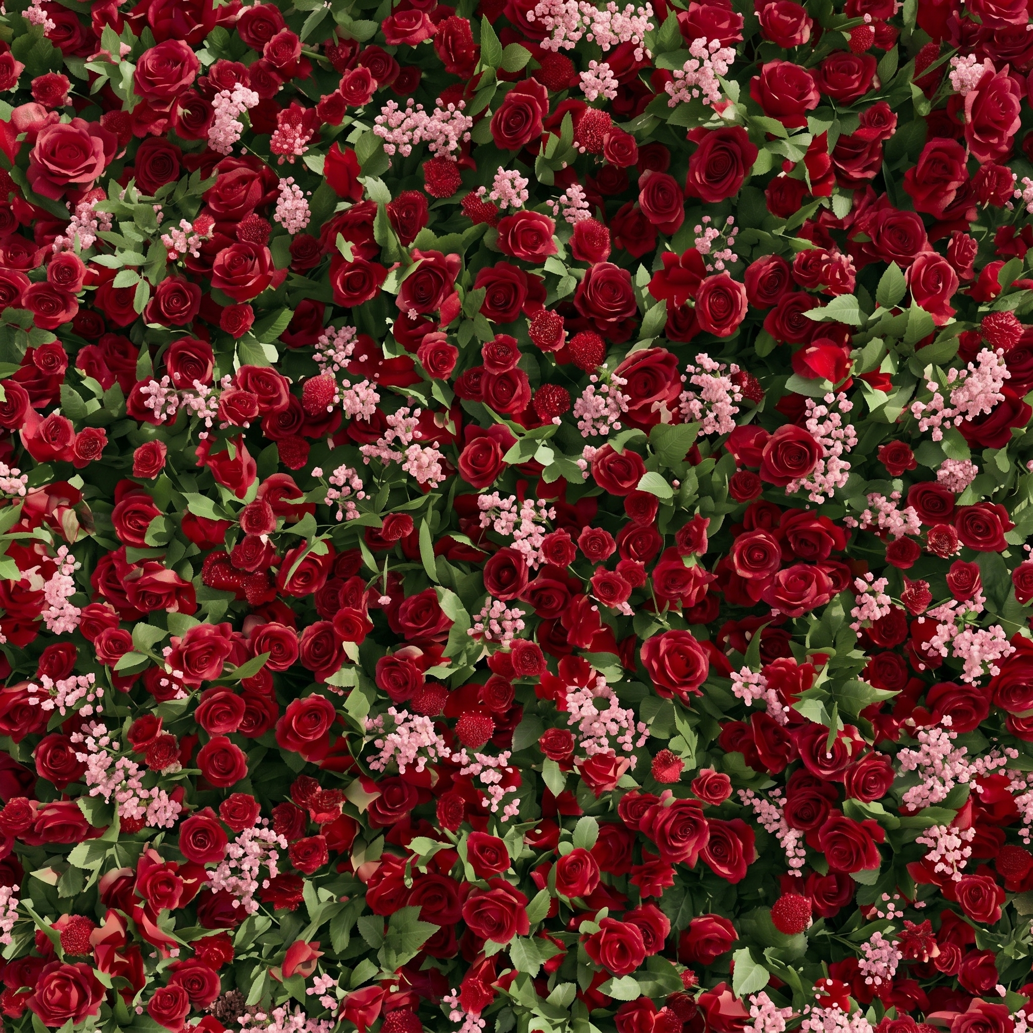 Maelmora: New Luxury 3D Red Roses Flower Wall with pink babybreath for Weddings&amp;Event Decor maelmora detail 2
