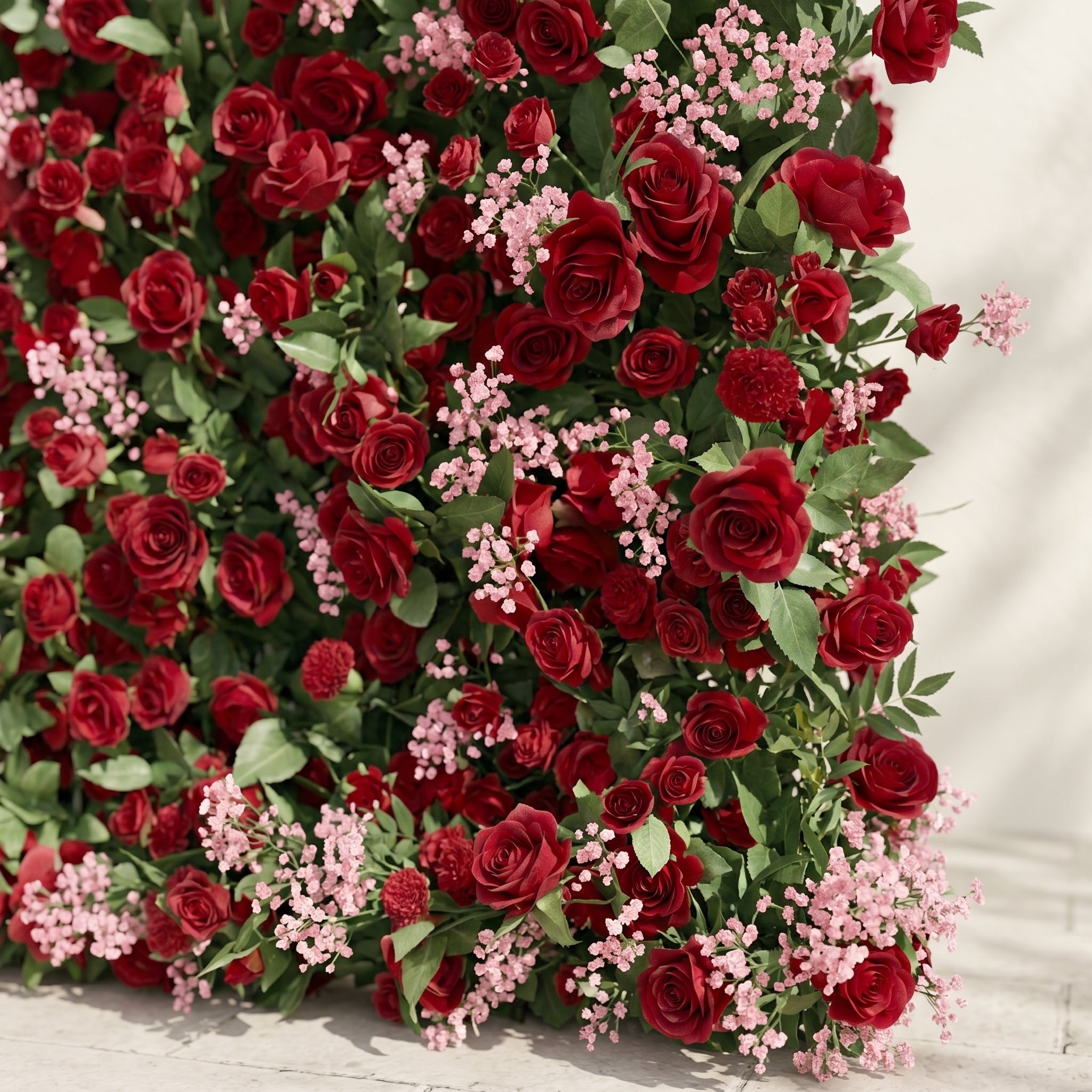 Maelmora: New Luxury 3D Red Roses Flower Wall with pink babybreath for Weddings&amp;Event Decor maelmora detail 3