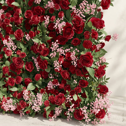 Maelmora: New Luxury 3D Red Roses Flower Wall with pink babybreath for Weddings&amp;Event Decor maelmora detail 3