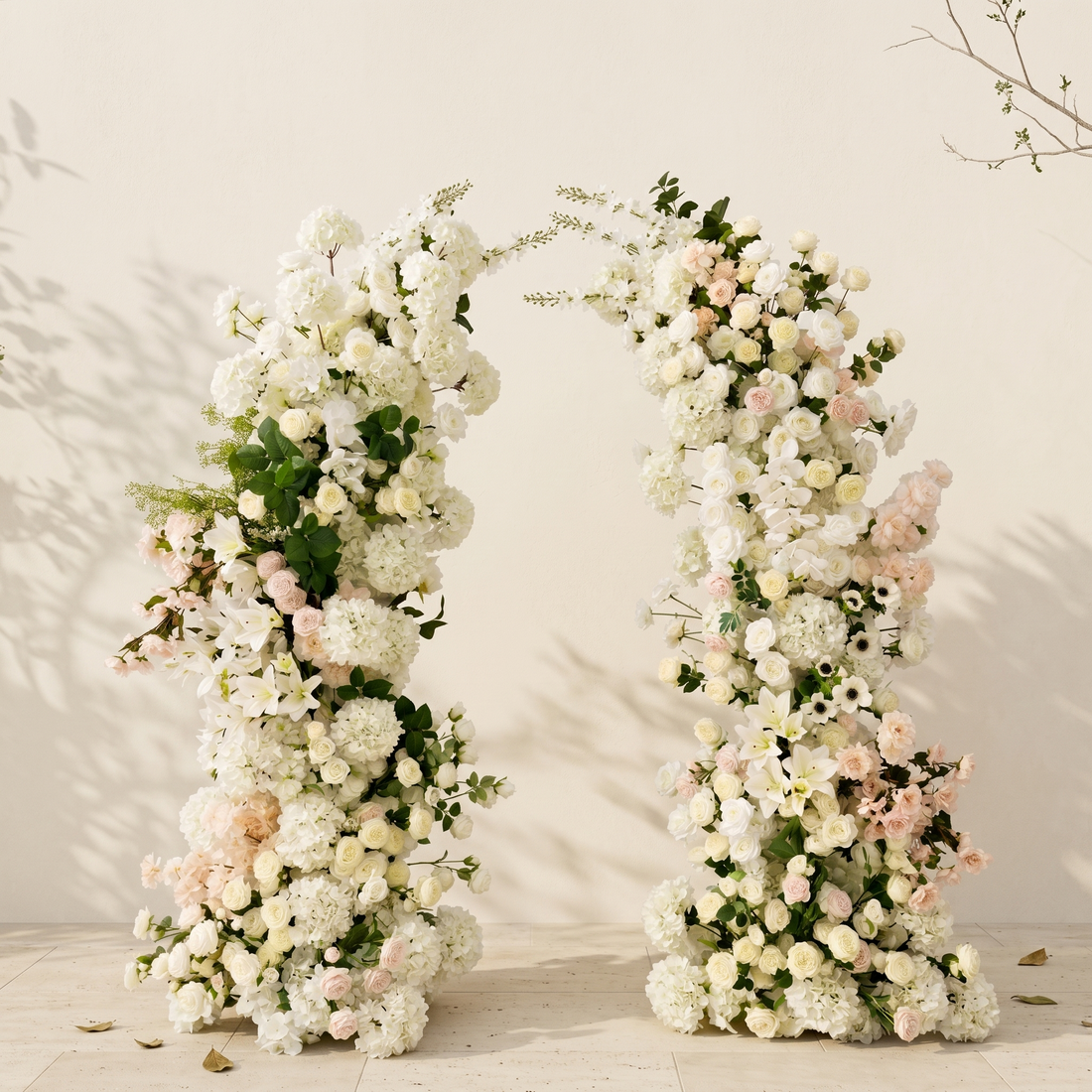 Maelyana:Luxury White&amp; Pink Color Flower Arch with Grennery for Weddings&amp;Event Decor Including Frame maelyana front