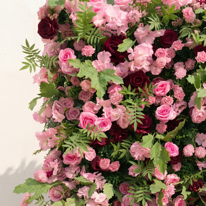 Malrella: Luxury 5D Pink roses Flower wall with Greenery for Outdoor Weddings&amp;Event Decor malrella detail 2