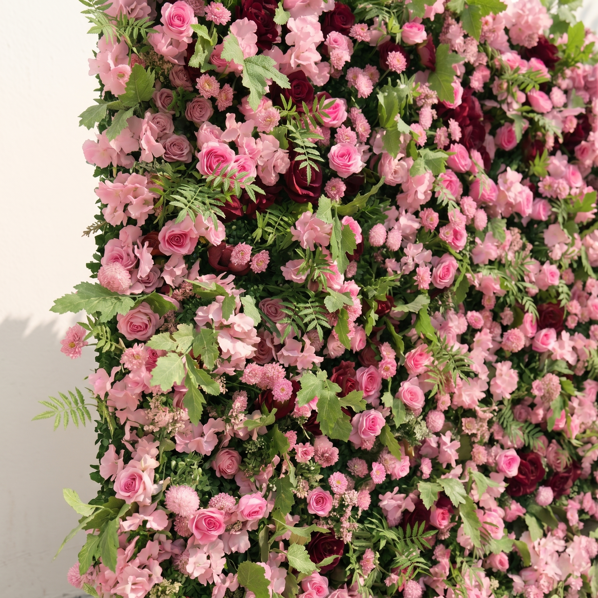 Malrella: Luxury 5D Pink roses Flower wall with Greenery for Outdoor Weddings&amp;Event Decor malrella detail 3