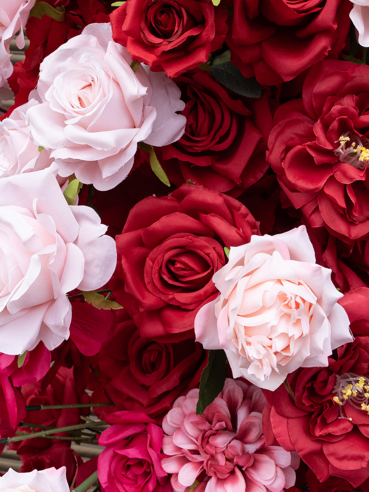 Mara: Red and White Rose Calla Lily Wedding Background Arch Pillar Decorative Flower Row Excluding Frame