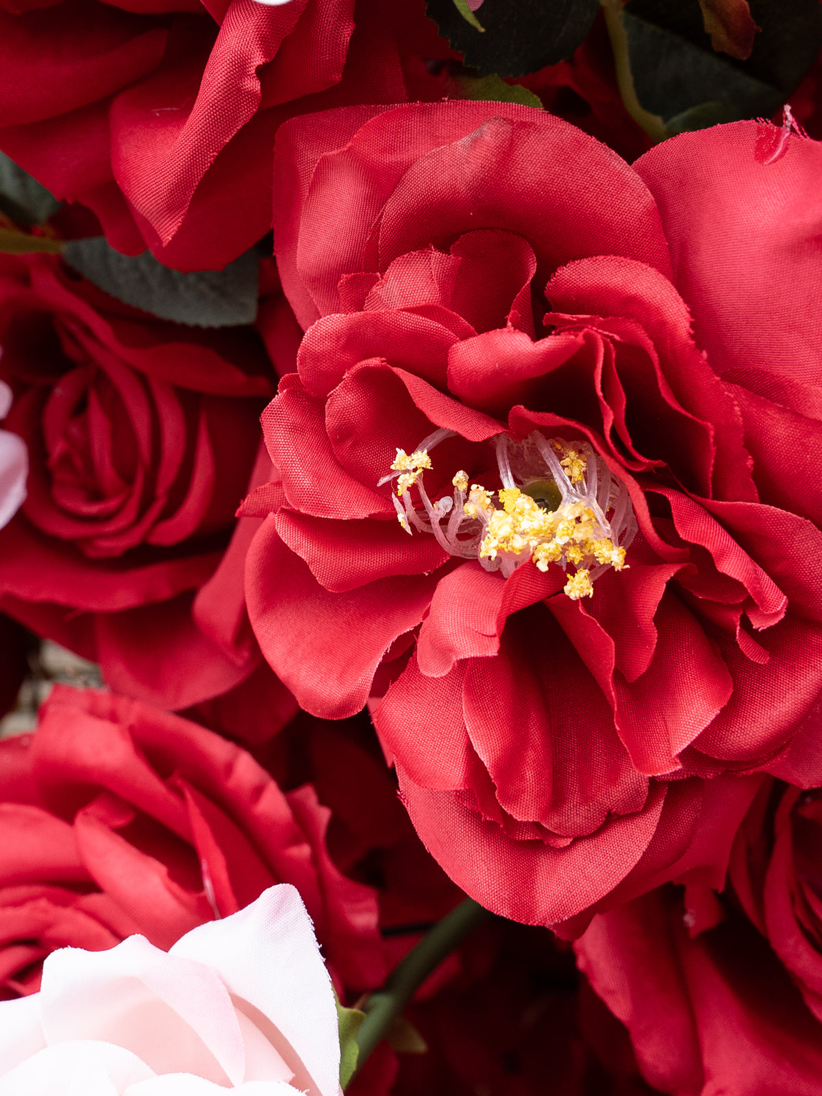 Mara: Red and White Rose Calla Lily Wedding Background Arch Pillar Decorative Flower Row Excluding Frame