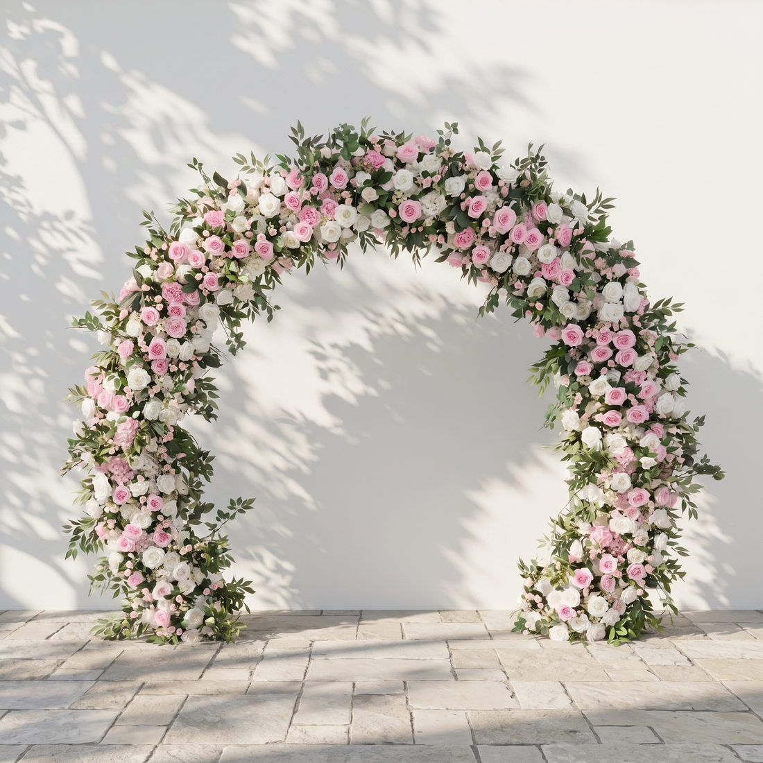 Mareldelle: Luxury Blush &amp; White Rose Arch Garden Style Flower arch with mixed color for Weddings&amp;Events Decoration Incuding Frame