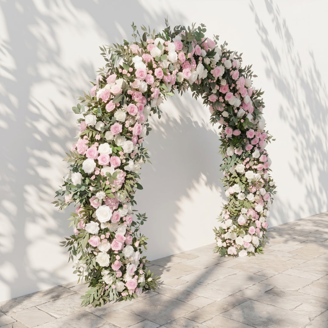 Mareldelle: Luxury Blush &amp; White Rose Arch Garden Style Flower arch with mixed color for Weddings&amp;Events Decoration Incuding Frame