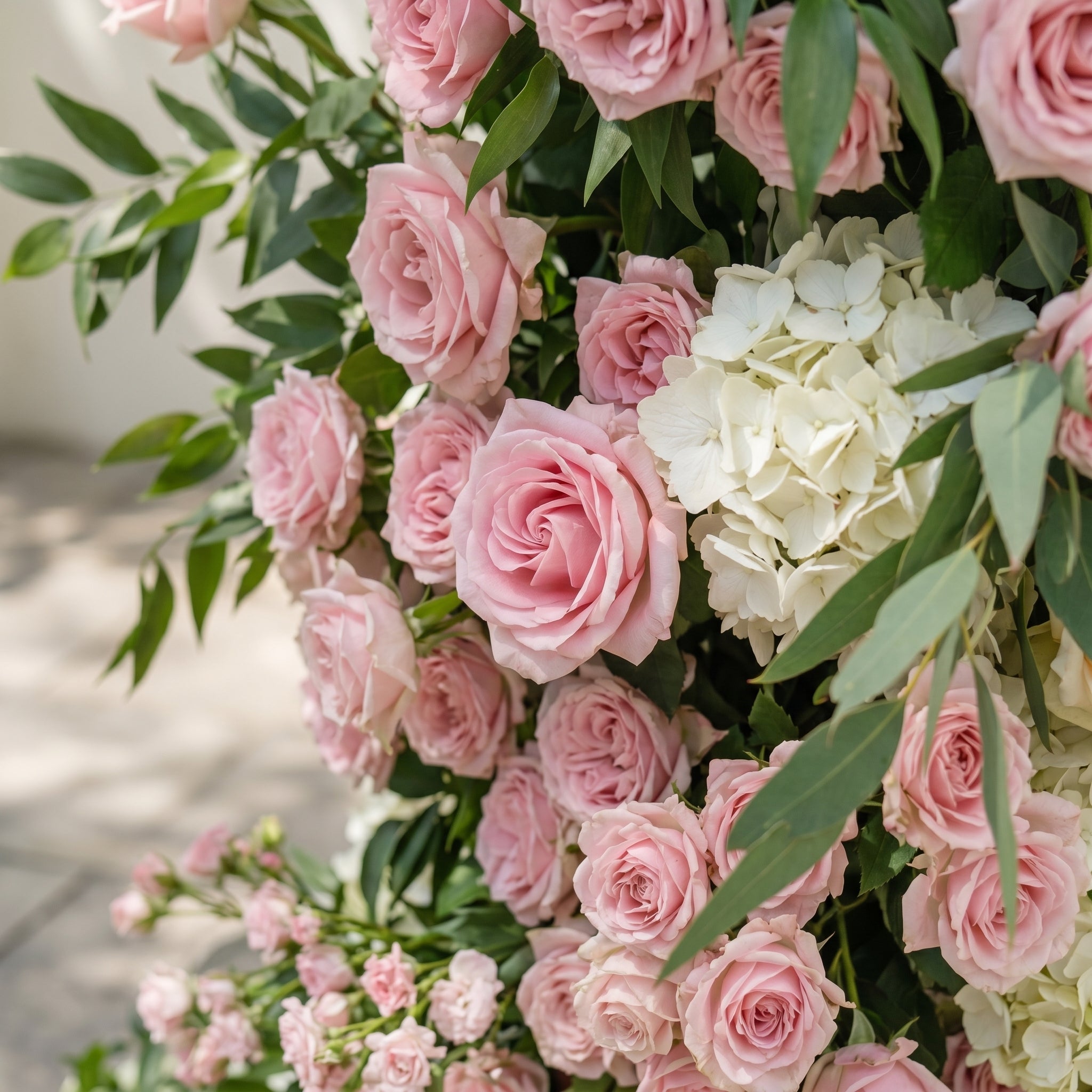 Marellina Flower Arch: Dusty Pink Roses Flower Arch with White Hydrangea for Luxury and Natural Garden Weddings&amp;Events Decoration Incuding Frame