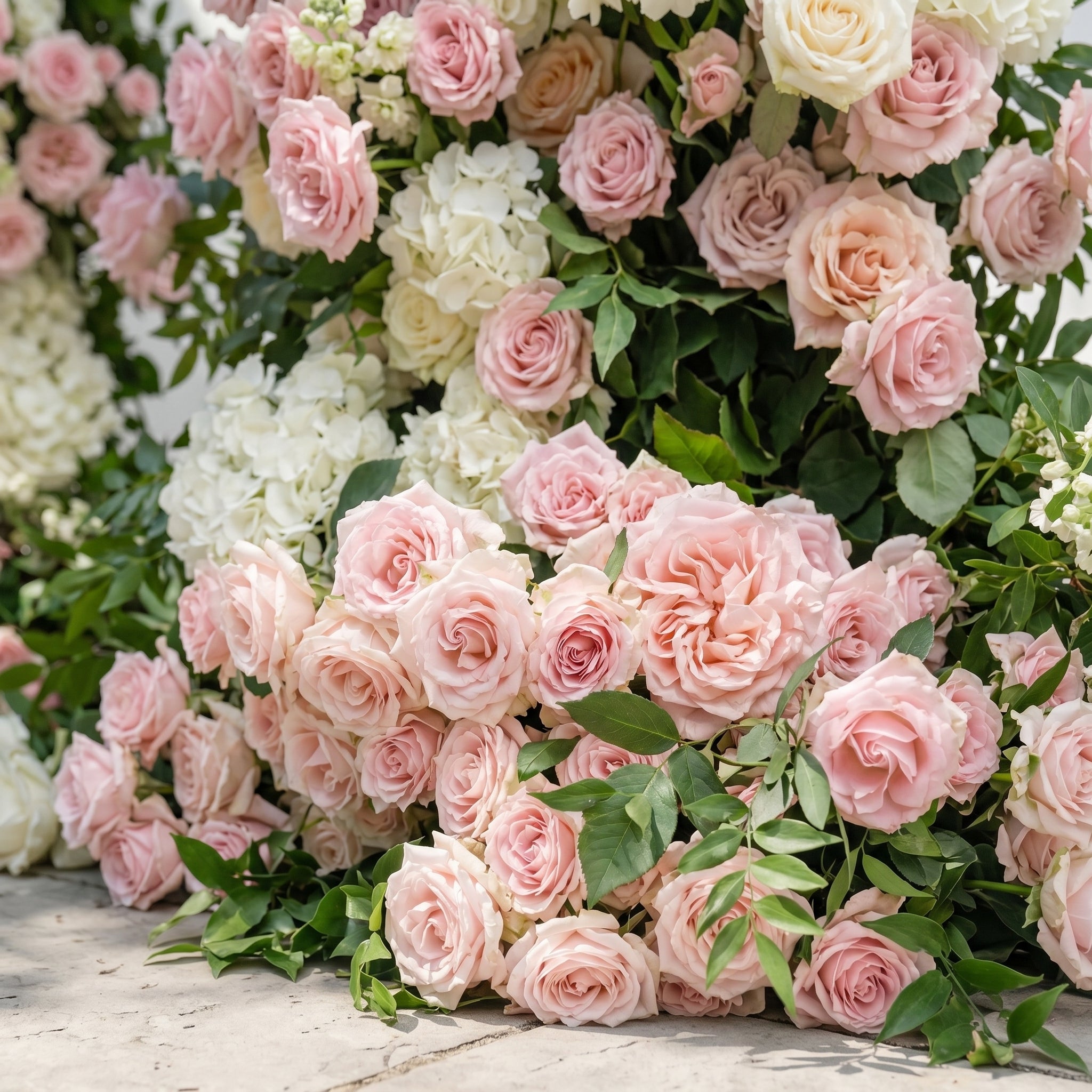 Marellina Flower Arch: Dusty Pink Roses Flower Arch with White Hydrangea for Luxury and Natural Garden Weddings&amp;Events Decoration Incuding Frame