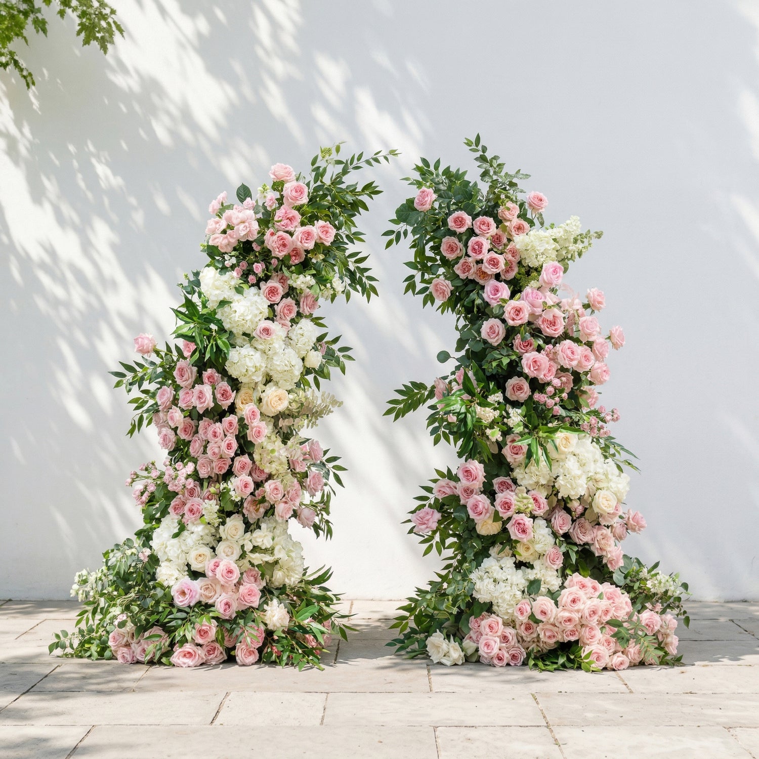 Marellina Flower Arch: Dusty Pink Roses Flower Arch with White Hydrangea for Luxury and Natural Garden Weddings&amp;Events Decoration Incuding Frame