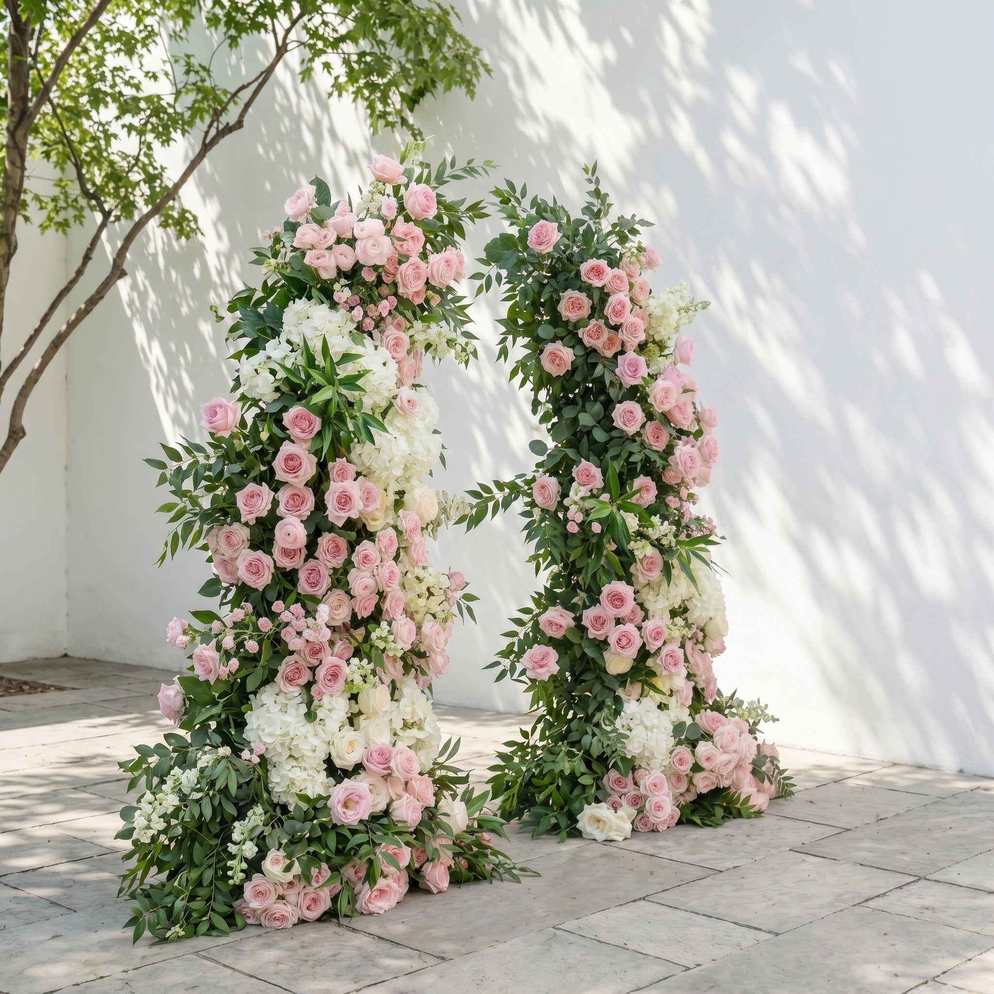 Marellina Flower Arch: Dusty Pink Roses Flower Arch with White Hydrangea for Luxury and Natural Garden Weddings&amp;Events Decoration Incuding Frame