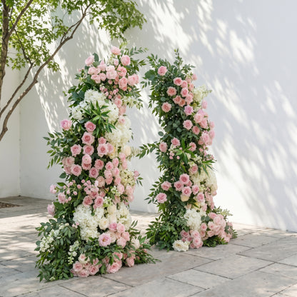 Marellina Flower Arch: Dusty Pink Roses Flower Arch with White Hydrangea for Luxury and Natural Garden Weddings&amp;Events Decoration Incuding Frame