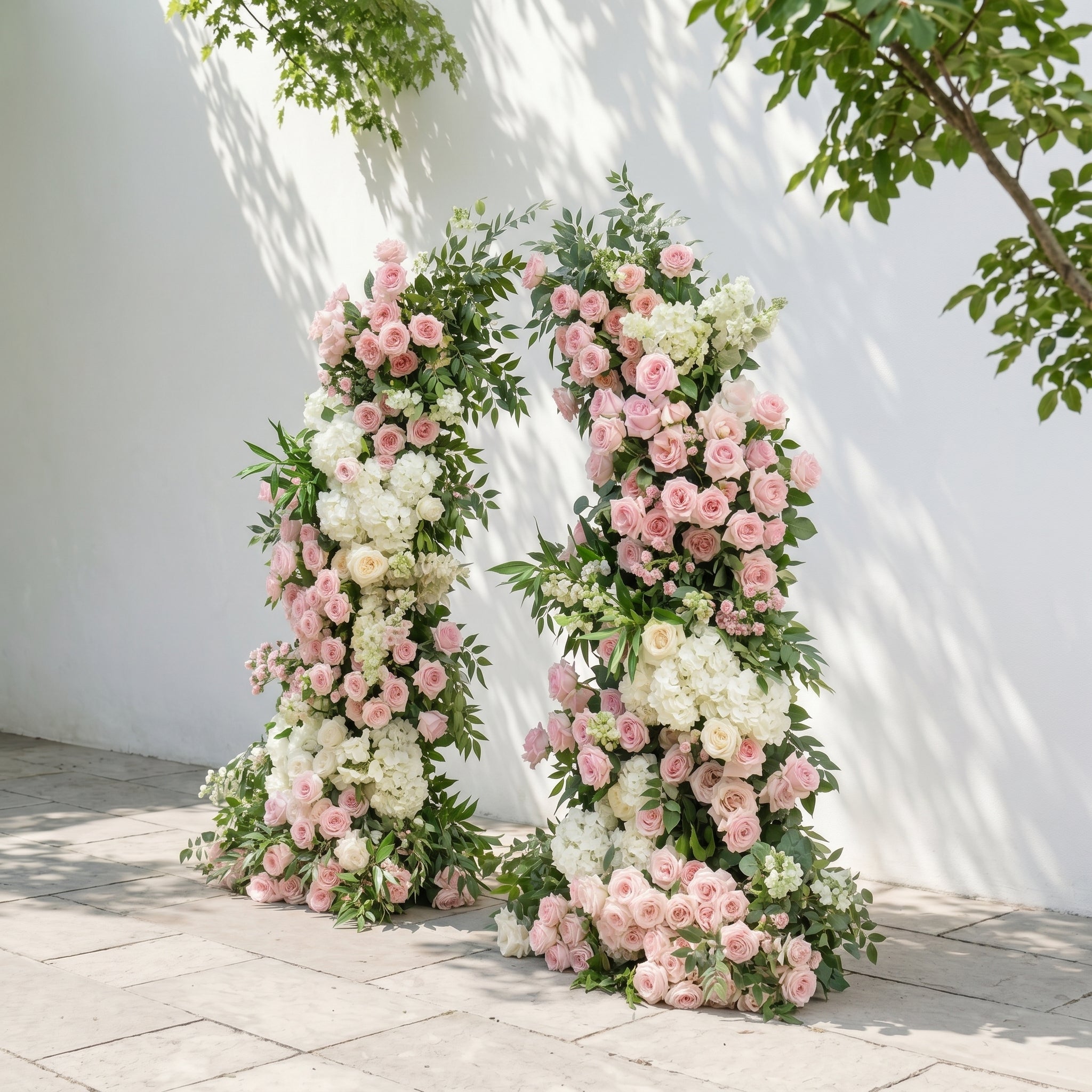 Marellina Flower Arch: Dusty Pink Roses Flower Arch with White Hydrangea for Luxury and Natural Garden Weddings&amp;Events Decoration Incuding Frame