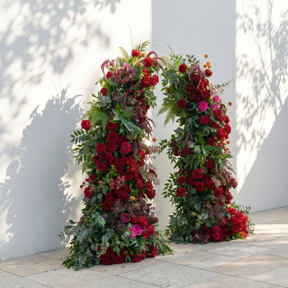 Marellyn Horn Arch: Luxury Floral Arch with Red Roses and Greenery Flower Arch for Garden Weddings&amp;Chrismas Events Decoration Incuding Frame