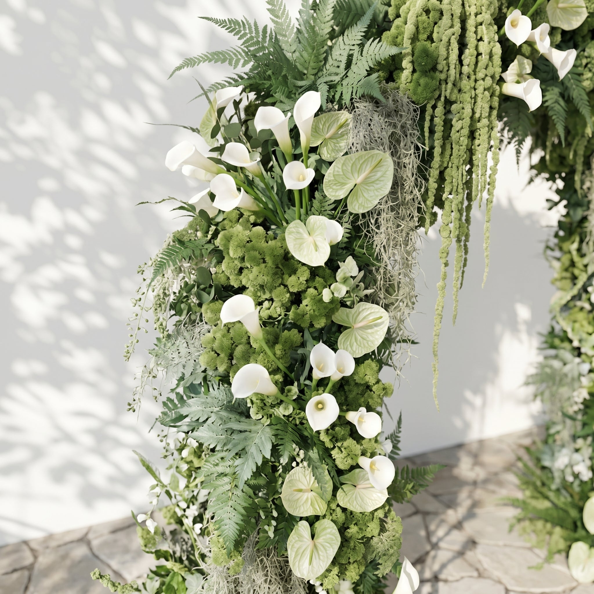 Mavenena flower arch: Classic Sage Green Floral Arch with White Calla Lily Flower Arch for Weddings&amp;Events Decoration Incuding Frame