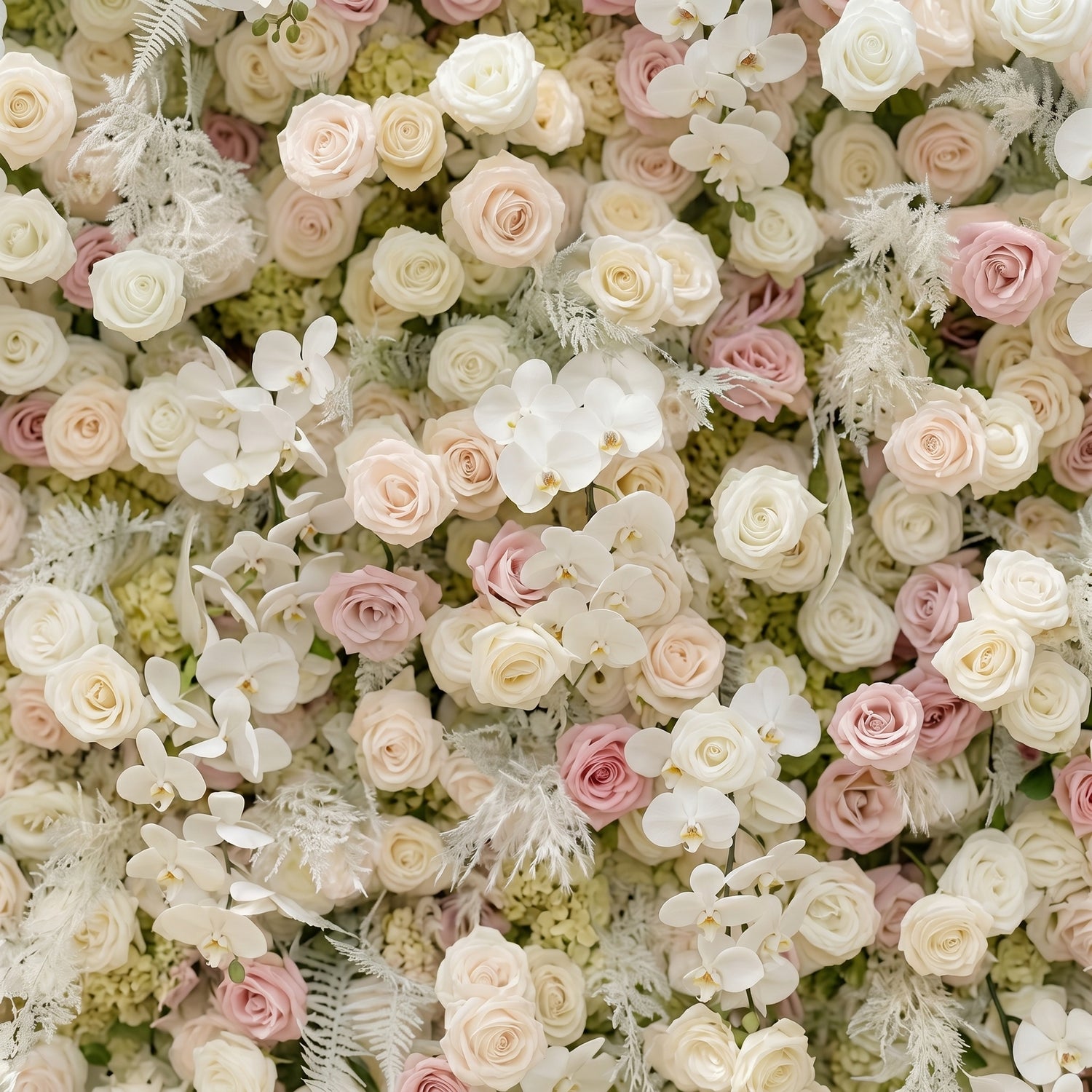 Mavenena:5D Neutral Cream Blush Pink &amp; Ivory White Silk Rose Flower Wall Roll-Up Fabric Backdrop for Romantic Weddings &amp; Proposals