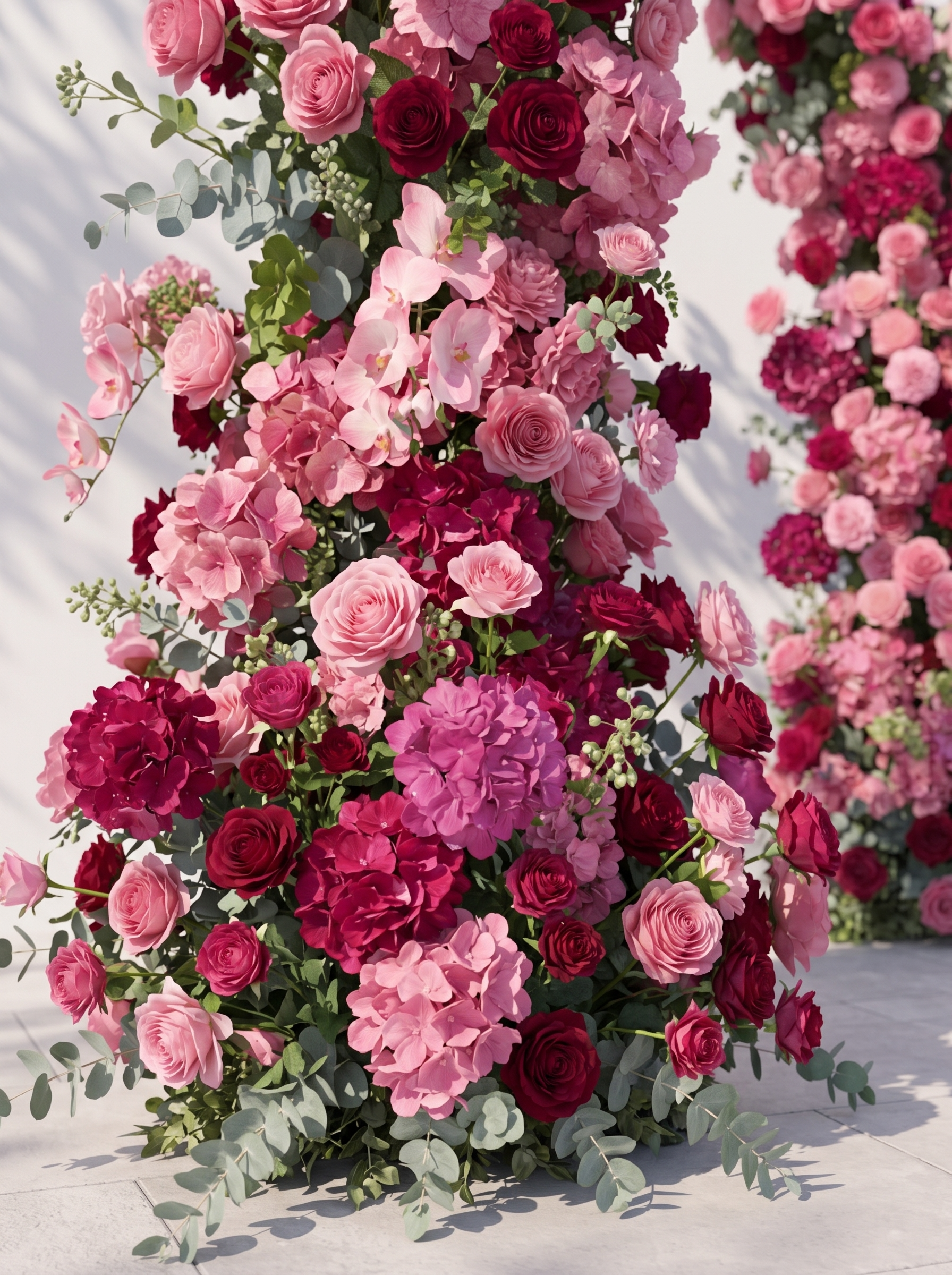 Mavenie Luxury Horn Shaped Flower Arch with Frame for Wedding Party Event Backdrop Decoration — floral detail