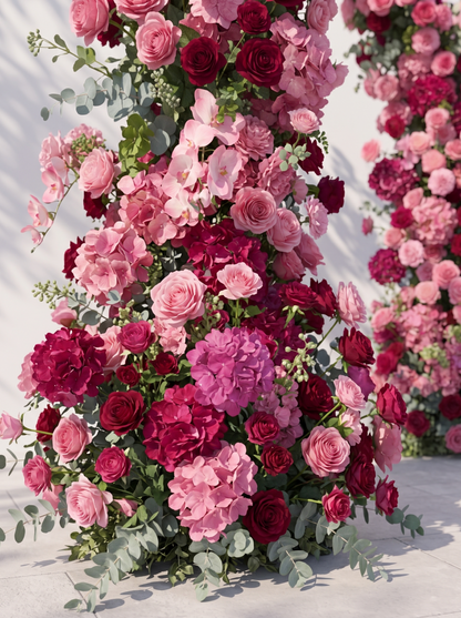 Mavenie Luxury Horn Shaped Flower Arch with Frame for Wedding Party Event Backdrop Decoration — floral detail