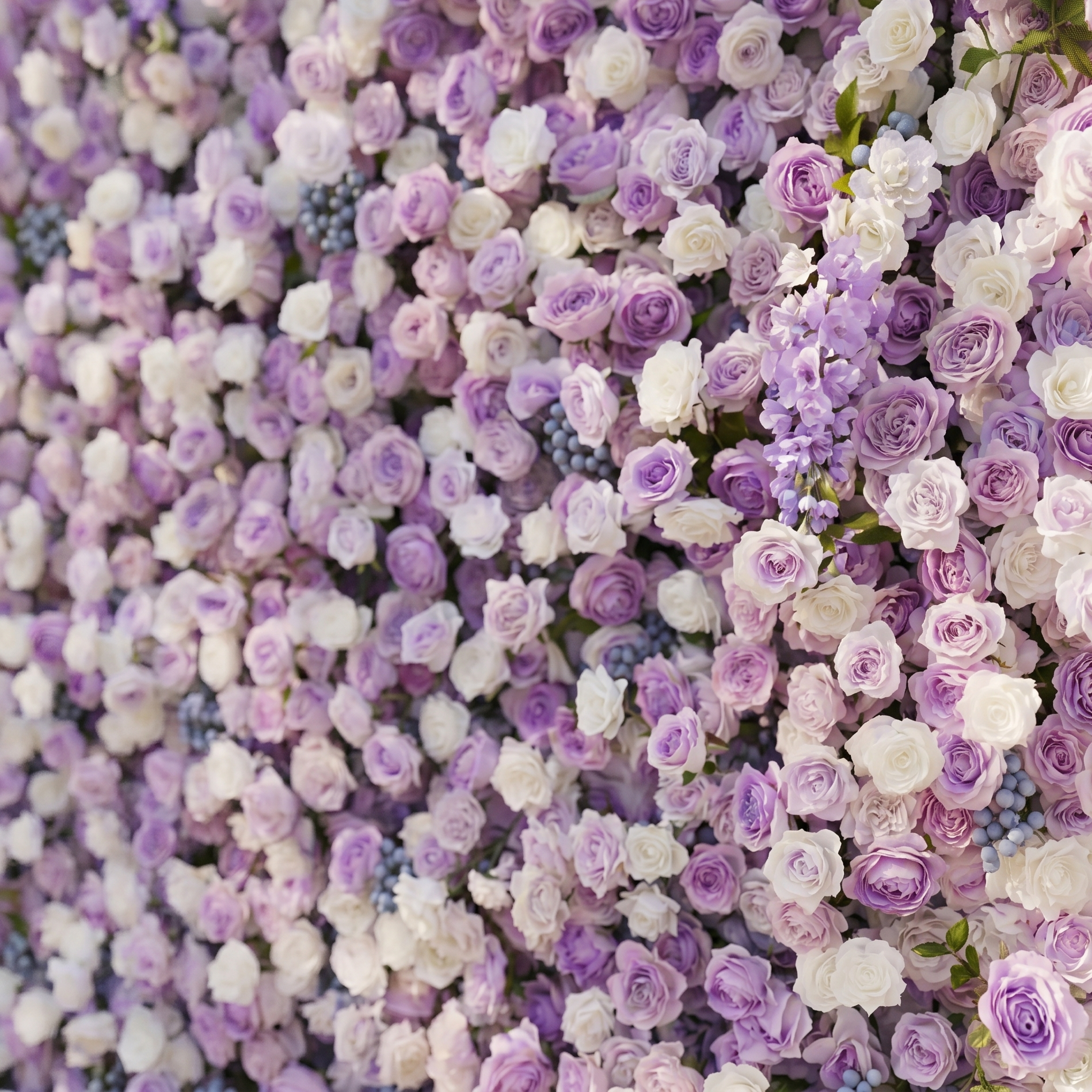 Mavenorae: New 5D Luxury Purple&amp;White roses Flower wall with blueberry for Weddings&amp;Event Decor mavenorae detail 1
