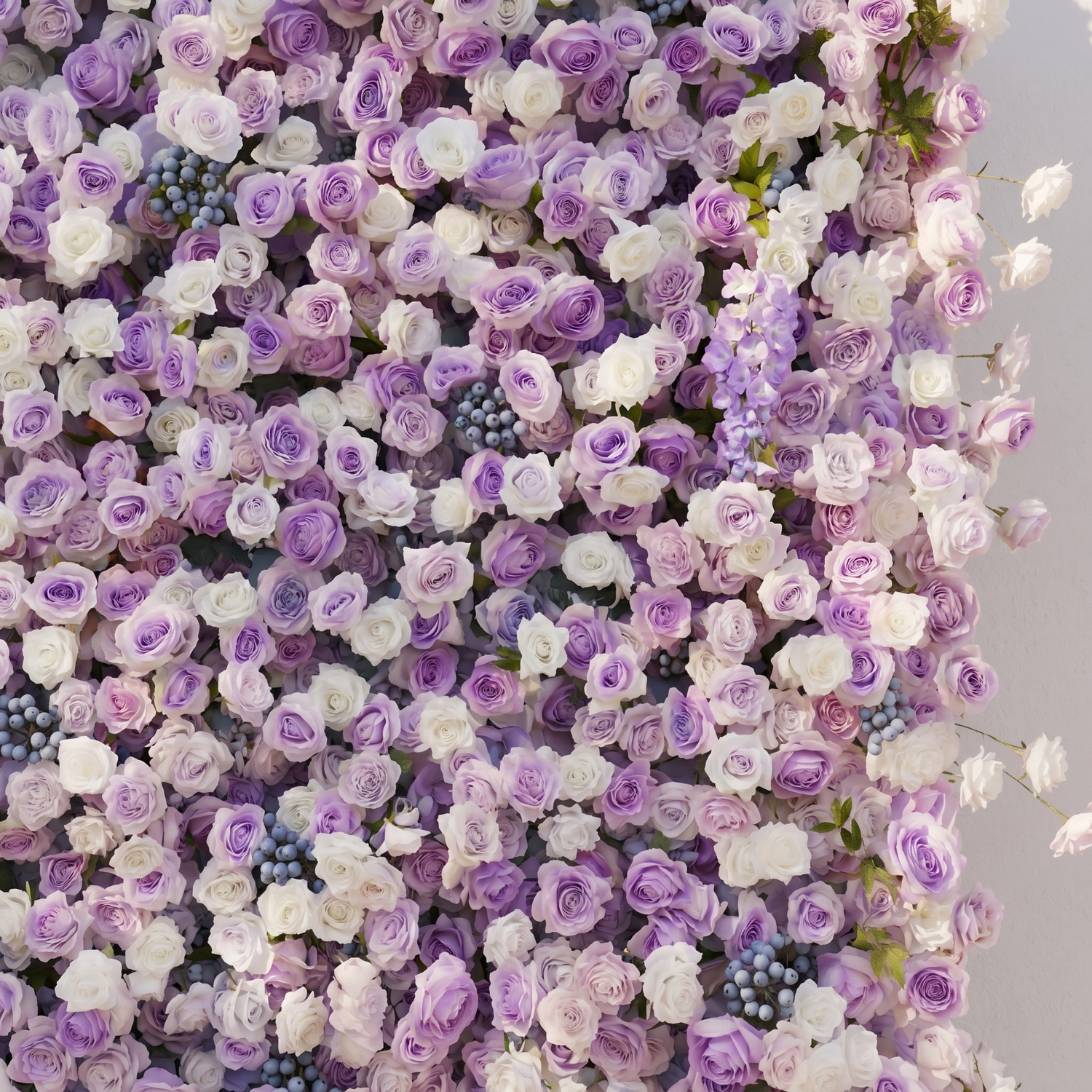 Mavenorae: New 5D Luxury Purple&amp;White roses Flower wall with blueberry for Weddings&amp;Event Decor mavenorae detail 3