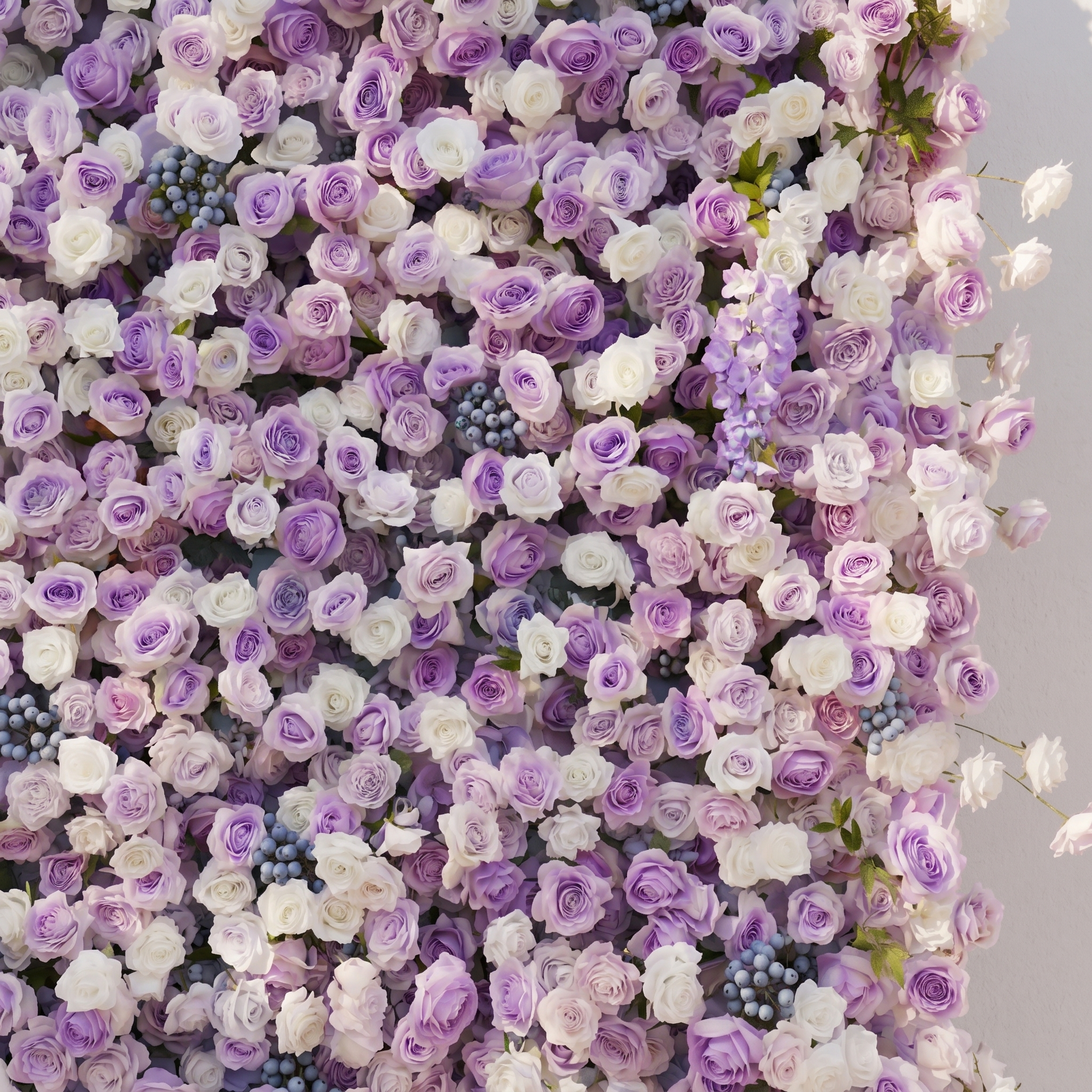 Mavenorae: New 5D Luxury Purple&amp;White roses Flower wall with blueberry for Weddings&amp;Event Decor mavenorae detail 3