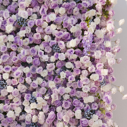 Mavenorae: New 5D Luxury Purple&amp;White roses Flower wall with blueberry for Weddings&amp;Event Decor mavenorae detail 3