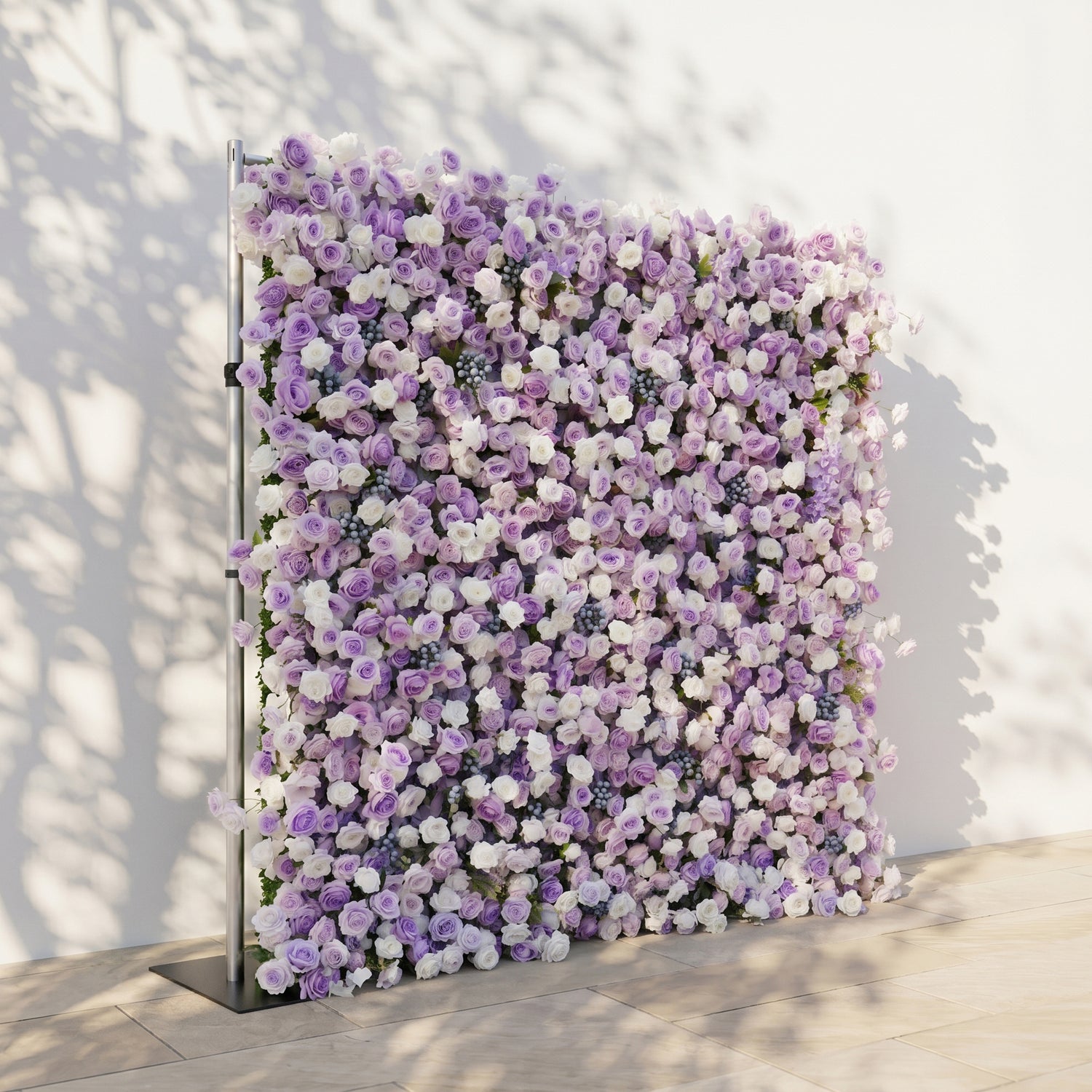 Mavenorae: New 5D Luxury Purple&amp;White roses Flower wall with blueberry for Weddings&amp;Event Decor mavenorae left