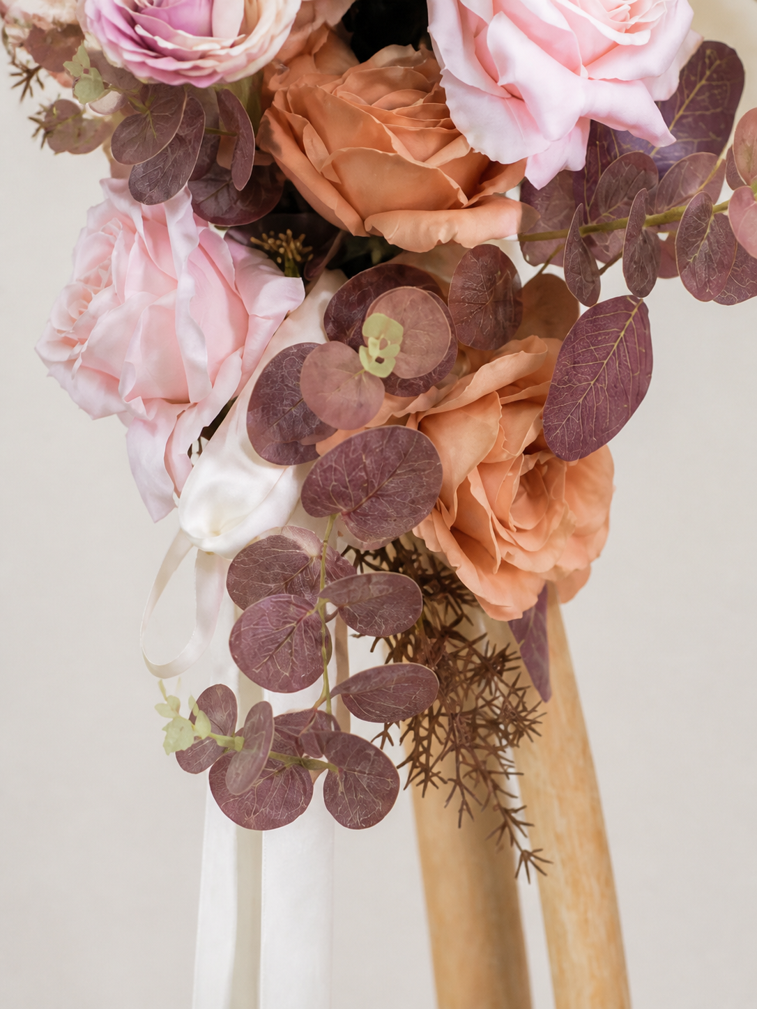 Eucalyptus Roses Smoky tree Wedding Chair Flower for Wedding Ceremony &amp; Reception Dusty Blush Reverie|Vera(Set of 2)
