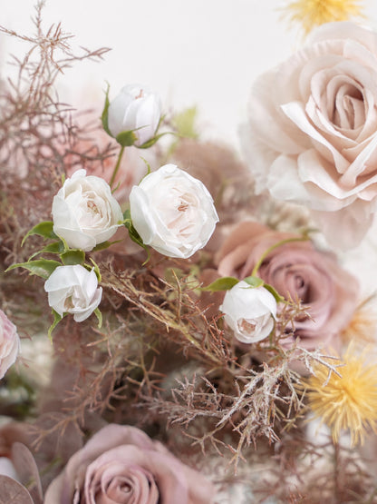 Meliora-Autumn Color Floral Arch with Draping  for Garden Wedding Backdrop
