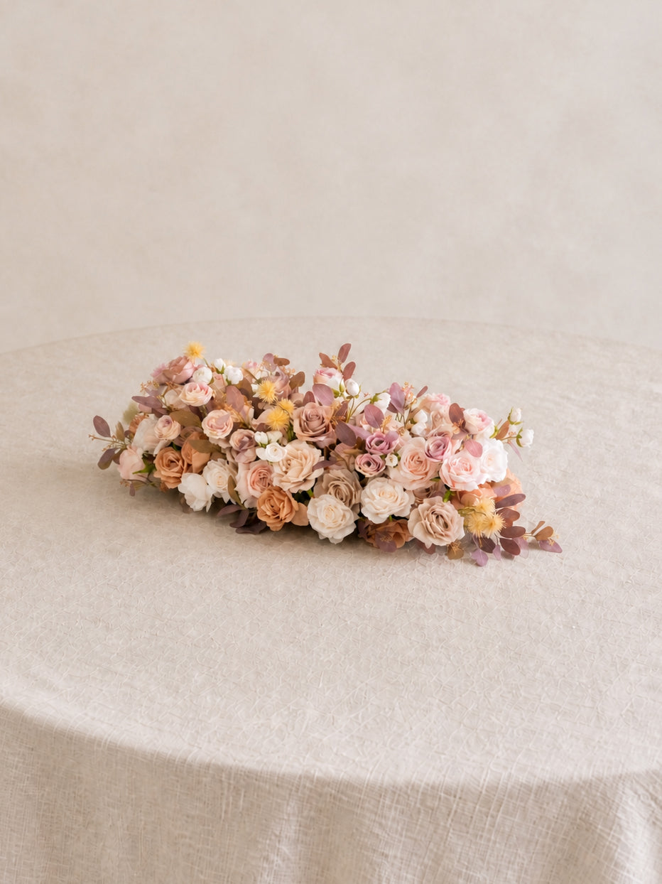 Meliora-Long Table Centerpiece 8′10″long In Vintage Dusty Pink Color for wedding&amp;events