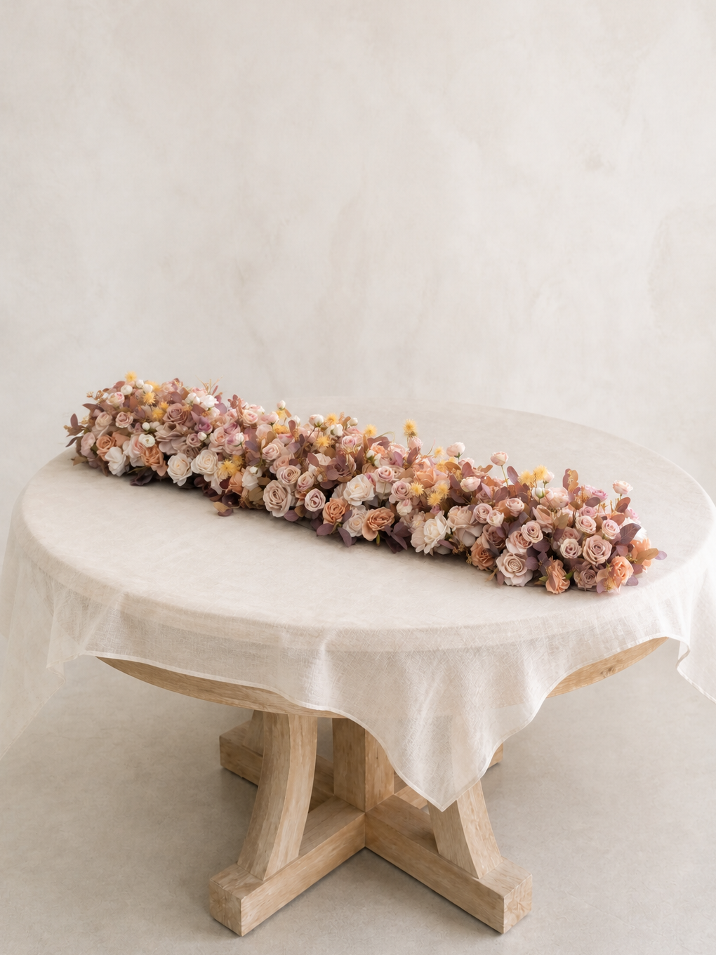 Luxurious Champagne &amp; Burgundy Wedding Reception Flower Package: Mireya Flower Wall, Vera Welcome Sign Flower, Long Table Centerpieces (2pcs)