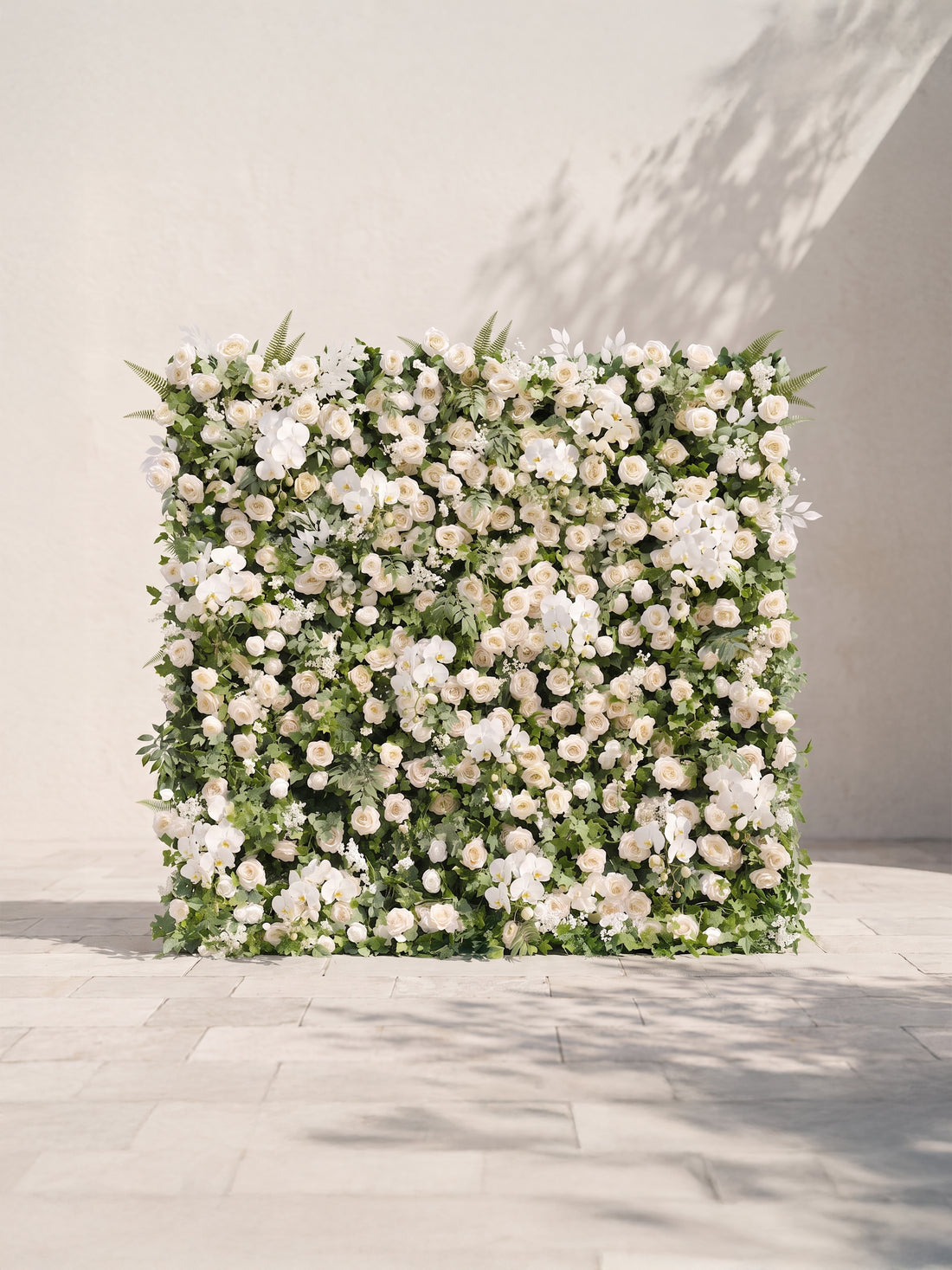 Melmora: 5D Fabric Artificial rolling up curtain flower wall — front view