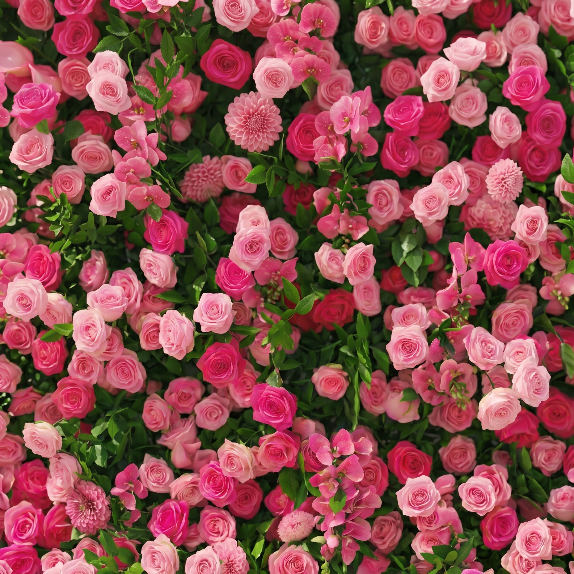 Melorae: Luxury 5D Hot Pink &amp; Blush Silk Floral Wall Roll-Up Backdrop for Vibrant Romantic Weddings