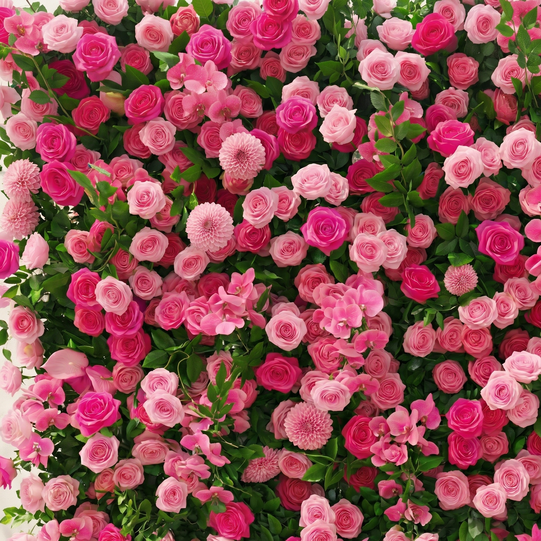 Melorae: Luxury 5D Hot Pink &amp; Blush Silk Floral Wall Roll-Up Backdrop for Vibrant Romantic Weddings
