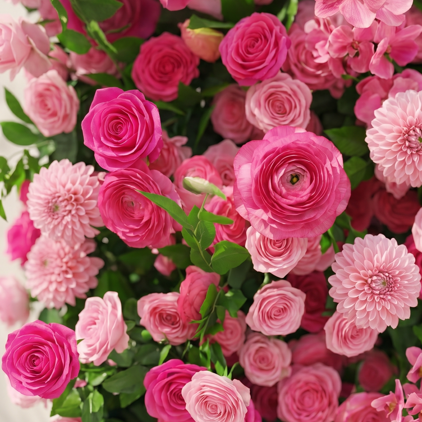 Melorae: Luxury 5D Hot Pink &amp; Blush Silk Floral Wall Roll-Up Backdrop for Vibrant Romantic Weddings