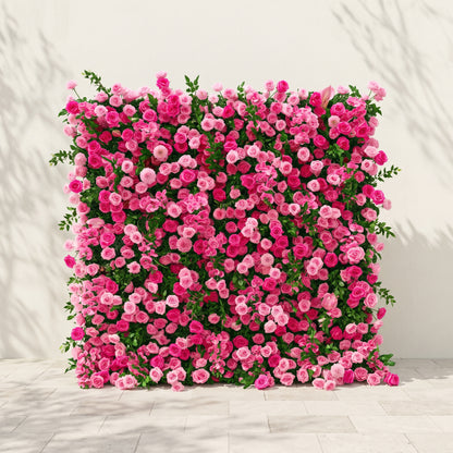 Melorae: Luxury 5D Hot Pink &amp; Blush Silk Floral Wall Roll-Up Backdrop for Vibrant Romantic Weddings
